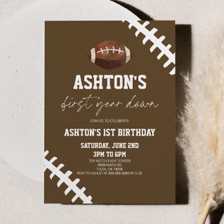 Invitation Première année Football Brown 1er anniversaire
