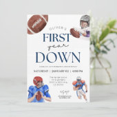 Invitation Première année football thème premier garçon anniv (Debout devant)