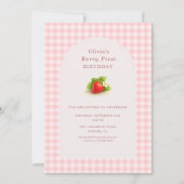 Invitation Première année Fraise Gingham Berry (Devant)