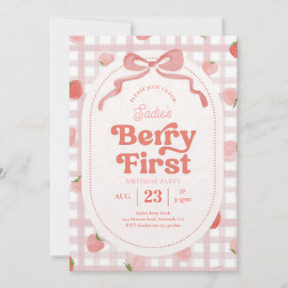 Invitation Première année Gingham Berry