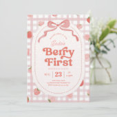 Invitation Première année Gingham Berry (Debout devant)