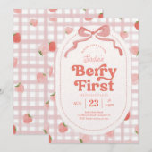 Invitation Première année Gingham Berry (Devant / Derrière)