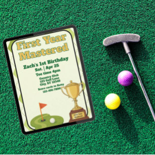 Invitation Première année maîtrisée, golf pour le 1er anniver