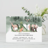 Invitation Première année Ours de bois Aquarelle de cerf (Debout devant)