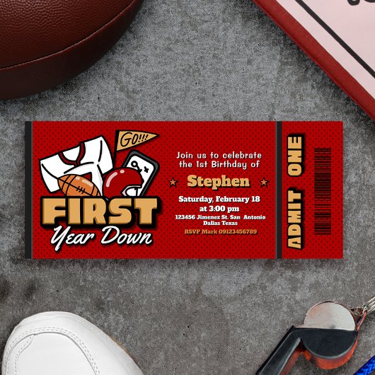 Invitation Première année terminée - Billet de football