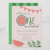 Invitation Première anniversaire du thème de la pastèque (Devant / Derrière)
