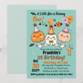 Invitation Première Anniversaire Halloween Citrouille Fantôme (Devant / Derrière)