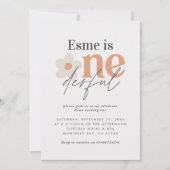 Invitation Première anniversaire marguerite boho rétro terrac (Devant)