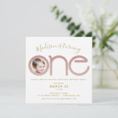 Invitation Première Anniversaire Rose Parties scintillant d'o (Debout devant)