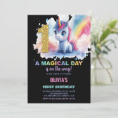 Invitation Première Anniversaire Unicorne Anniversaire Invita (Debout devant)