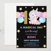 Invitation Première Anniversaire Unicorne Anniversaire Invita (Devant / Derrière)