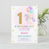 Invitation Première Anniversaire Unicorne Anniversaire Invita (Debout devant)