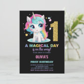Invitation Première Anniversaire Unicorne Anniversaire Invita (Debout devant)