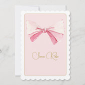 Invitation Première Aquarelle Anniversaire Pink Bow Cute (Dos)