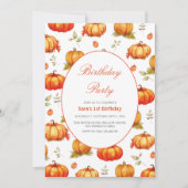 Invitation Première aquarelle Citrouille d'anniversaire (Devant)