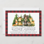 Invitation Première Aquarelle d'anniversaire Animaux de bois  (Devant)