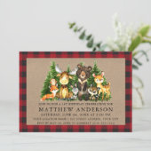 Invitation Première Aquarelle d'anniversaire Animaux de bois  (Debout devant)