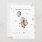 Invitation Première aquarelle Dragon d'anniversaire avec ball (Devant)