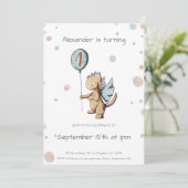 Invitation Première aquarelle Dragon d'anniversaire avec ball (Debout devant)
