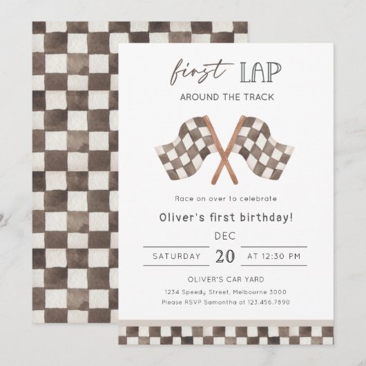 Invitation Première boucle de course 1er anniversaire (Devant / Derrière)