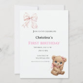 Invitation Première bougie pour bébé fille (Devant)