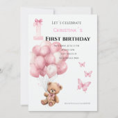 Invitation Première bougie pour bébé fille (Devant)