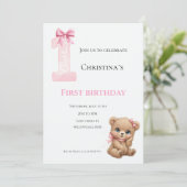 Invitation Première bougie pour bébé fille (Debout devant)