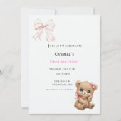 Invitation Première bougie pour bébé fille (Devant)