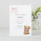 Invitation Première bougie pour bébé fille (Debout devant)