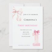 Invitation Première bougie pour bébé fille (Devant)