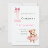 Invitation Première bougie pour bébé fille (Devant)