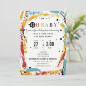 Invitation Première brosse Abstrait Unisex Oh Baby shower (Debout devant)