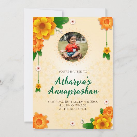 Invitation Première cérémonie d'alimentation du riz invitatio (Devant)