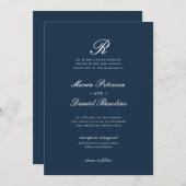 Invitation Première Classique Élégant Nom Lettre Mariage (Devant / Derrière)