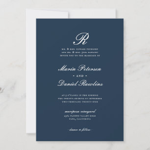Invitation Première Classique Élégant Nom Lettre Mariage