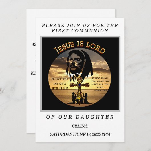 Invitation Première communion (Devant / Derrière)