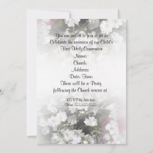Invitation Première communion (Dos)