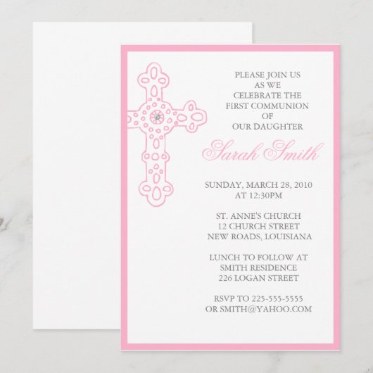 Invitation Première communion (Devant / Derrière)