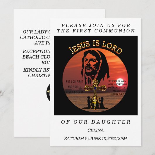 Invitation Première communion (Devant / Derrière)