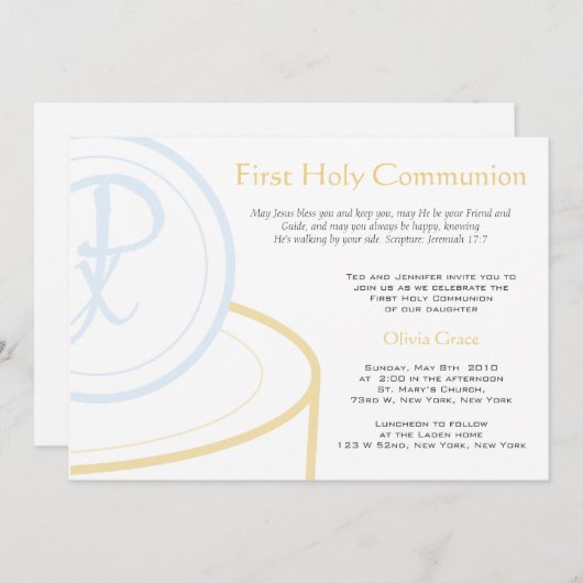 Invitation Première communion (Devant / Derrière)