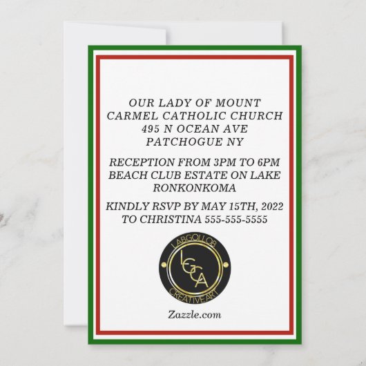 Invitation Première communion (Dos)