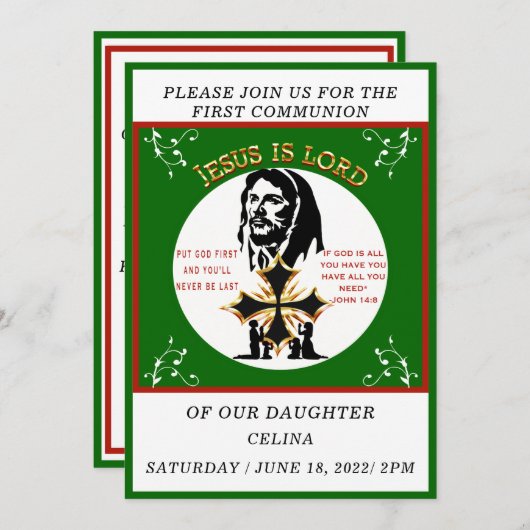 Invitation Première communion (Devant / Derrière)
