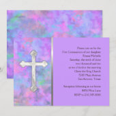 Invitation Première communion Abstraite de croix (Devant / Derrière)