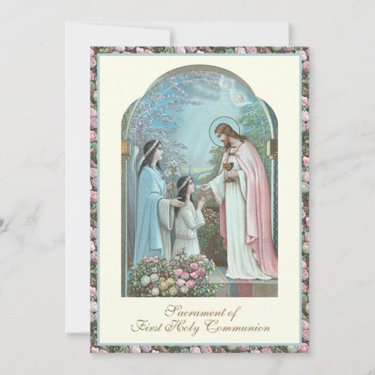 Invitation Première communion Ange Fille et Jésus (Devant)