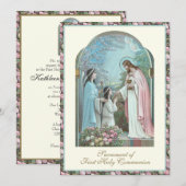 Invitation Première communion Ange Fille et Jésus (Devant / Derrière)