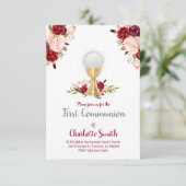 Invitation première communion aquarelle décoration fleurs (Debout devant)