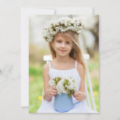 Invitation Première Communion aquarelle rose blanc photo flor (Dos)