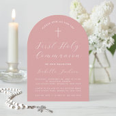 Invitation Première Communion Arc rose Dusty Rose Simple fill
