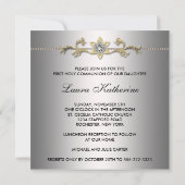 Invitation Première communion argentée pour filles (Dos)