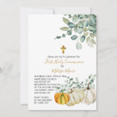Invitation Première Communion Automne Citrouille Verdure (Devant)